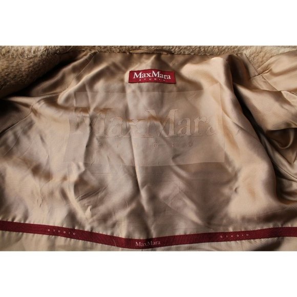 Max Mara Studio Gregory Teddy Alpaca and Wool Coat Size 14 Tan - Picture 8 of 10